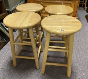 Four Winsome Pine Bar Stools