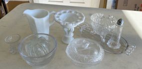Milk Glass and Clear Glass Pieces