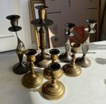 Collection of Brass Candle Holders