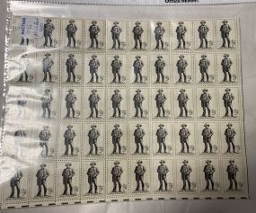Sheet of Sam Houston Texas Stamps