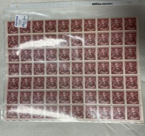 Sheet of Andrew Carnegie Stamps