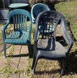 Five Plastic Patio Chairs