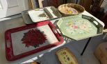 Five Vintage Metal Serving Trays