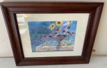 Signed Michael Watercolor of Birdbath