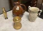 3 Flower Vases and Gold Candle Platform