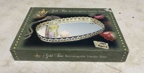 Gold Tone Rectangular Vanity Tray In Box