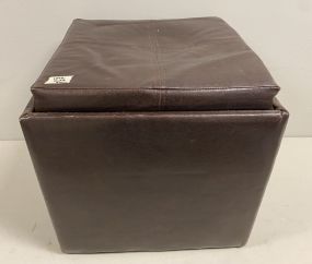 Brown Vinyl Storage Ottoman