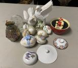 Eggs, Porcelain Bird, Christmas Toy, Carnival Glass Vase, Basket