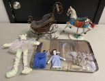 Ballerina Tray, Sleight, Carousel Horse, and Doll