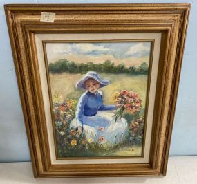 Peggy Bracken Painting of Lady in Garden