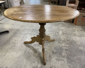 Antique Natural Wood Pedestal Table