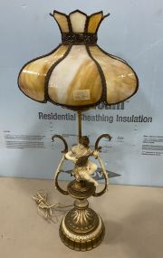 Spelter Slag Glass Lamp