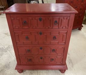 Modern Red Asian Style Chest of Drawers