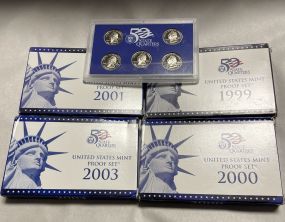 5 Silver Quarters Proof Sets