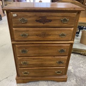 Late 20th Century Oak Five Drawer Chest