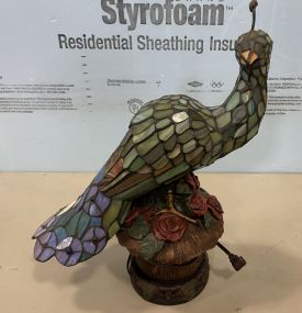 Faux Stain Glass Peacock Lamp