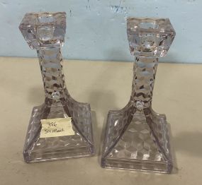 Fostoria American Clear Candle Sticks