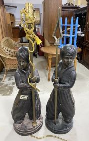 Pair of Arabian Metal Figural Lamp