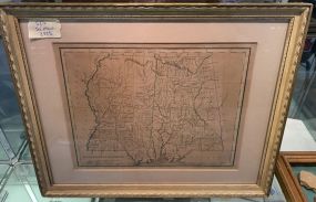 Vintage Mississippi/Alabama Framed Map