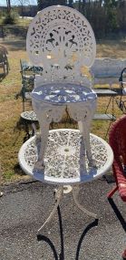 White Painted Iron Patio Table and Chair