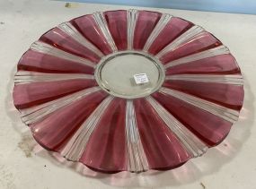Large Vintage Pink Glass Charger/Under Plate