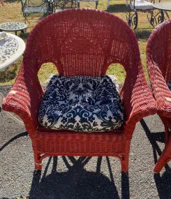 Red Painted Whicker Patio Chair