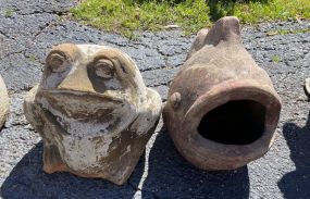 Concrete Fish and Frog Outdoor Art