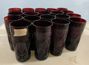 19 Red Pressed Glass Cups