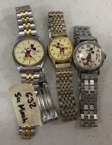 Three Mickey Mouse Wrist Watches