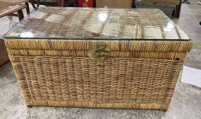 Wicker Storage Trunk with Glass Top