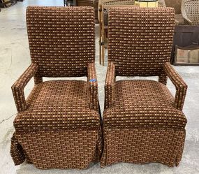 Pair of Checker Upholstered Arm Chairs