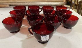 13 Royal Red Glass Cups