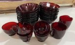 Royal Red Glass Bowls and Cups