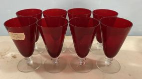 8 Red Glass Stems