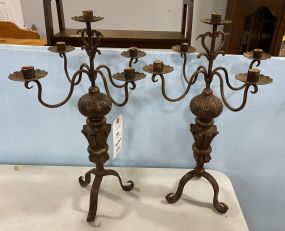 Pair of Antiqued Resin Candelabras