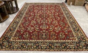 Large Red Floral Wool Rug 8'2 x 11'2