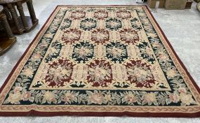 Large Red Floral Wool Rug 8'2 x 11'2