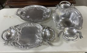 2 Arthur Court Aluminum Lobster and Crab Platter Trays and 1 Serving Bowl