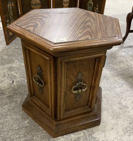 Oak Finish Hexagon Side Table