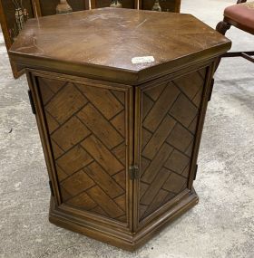 Oak Finish Hexagon Side Table