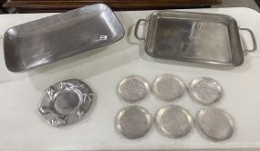 2 Aluminum Serving Trays and Coasters