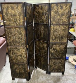 Decorative Elephant Four Panel Screen