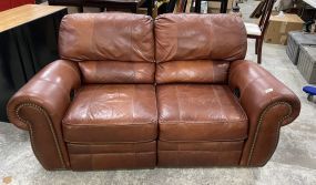 Maroon Leather Reclining Sofa