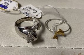 .925 Cat Ring and Dolphin Ring
