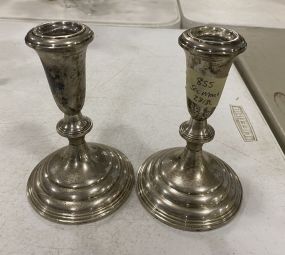 Pair of Empire Weighted Sterling Candle Holders