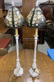 Pair of White Candle Stick Lamps