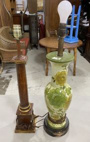 Ceramic Flower Vase Lamp and Column Style Lamp