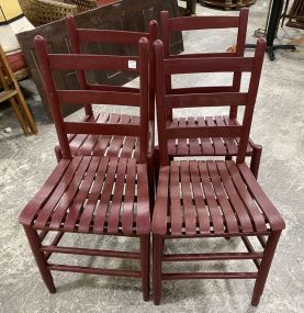 Four Painted Slat Seat Side Chairs