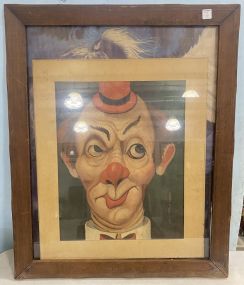 Red Hat Clown Print Signed Red Skelton Inside Frame Of Another Picture