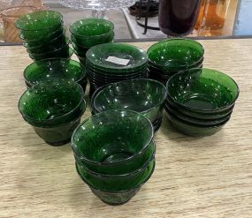Group of Green Depression Glass Berry Bowls